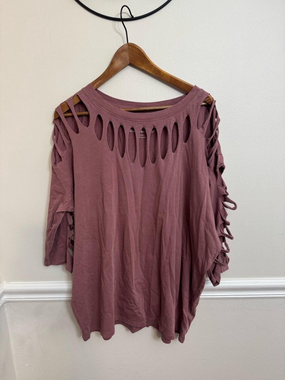 torrid Mauve Cutout & Braided Sleeve Long Sleeve Top